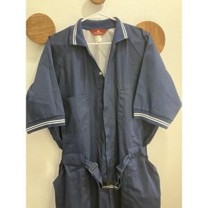 Vtg 70s Parasuit Mens Sz 48 Coveralls Jumpsuit Blue Belt Mechanic Leisure Disco